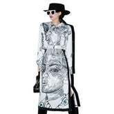 Character Print High Waist Vintage Skirt & Shirt